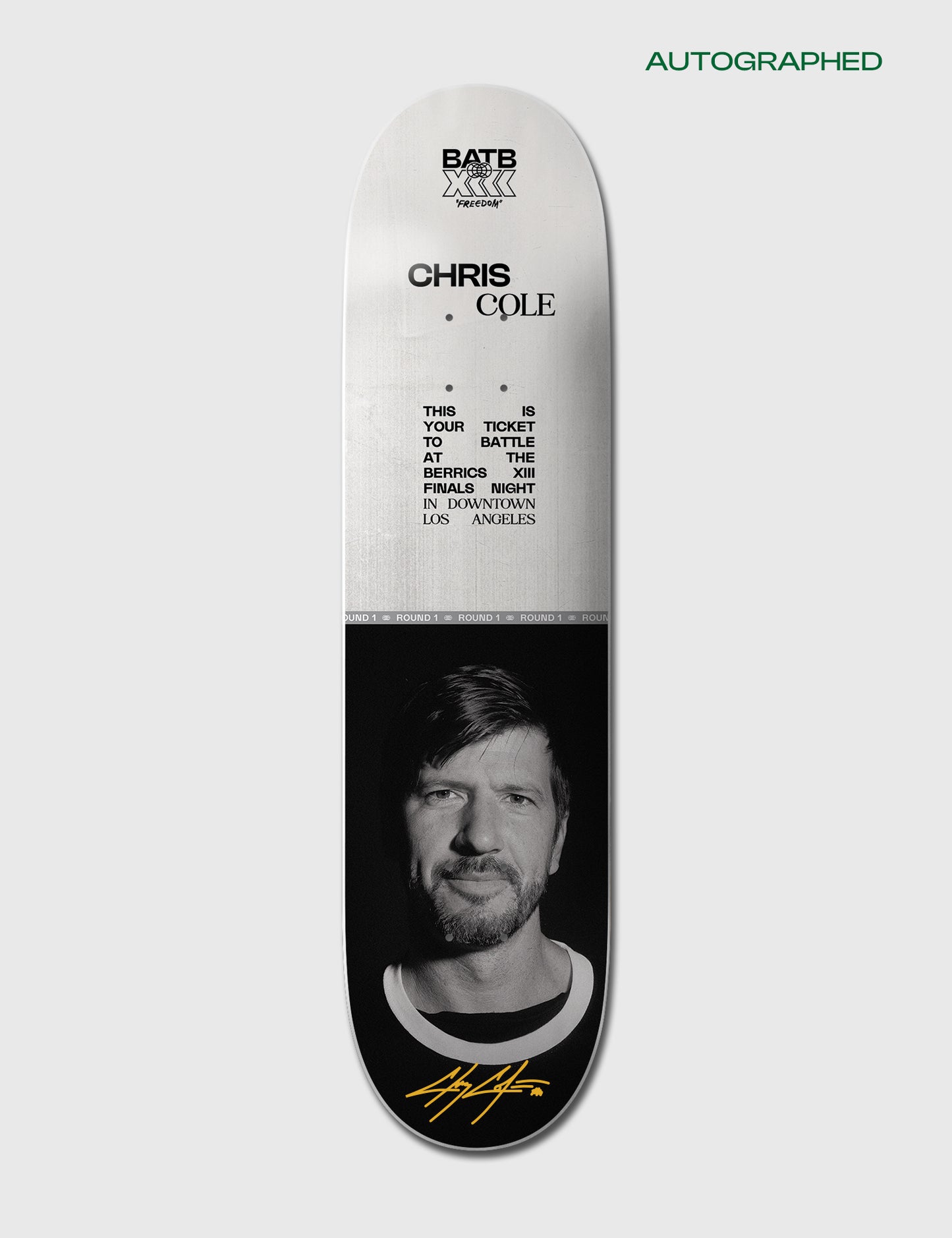 Autographed Chris Cole Round 1 | BATB 13 Ticket Deck + Tee