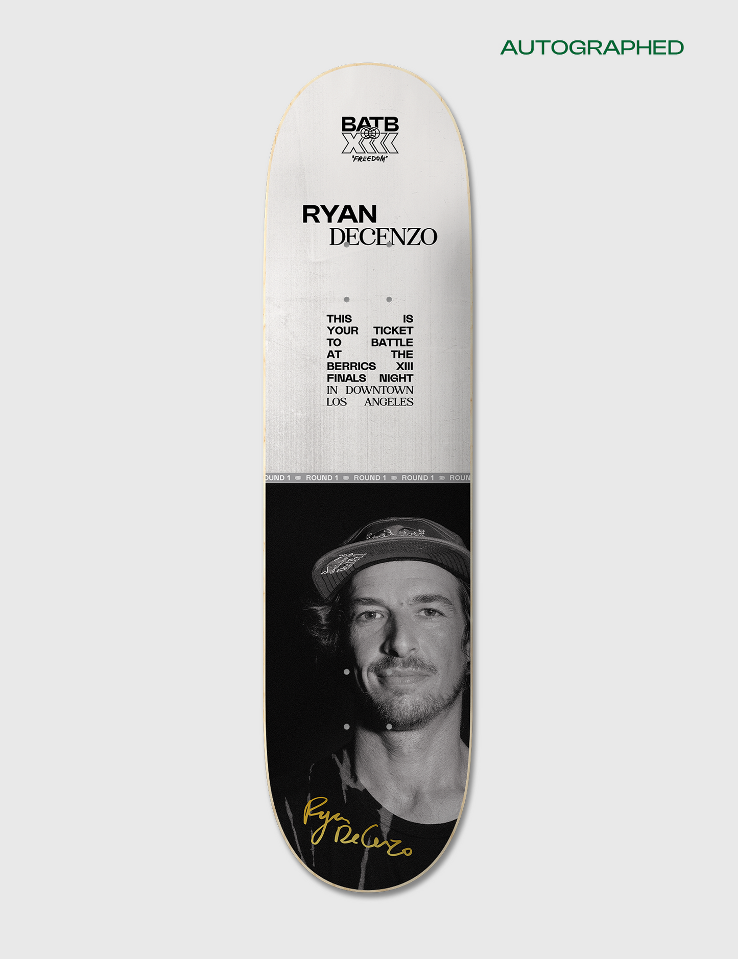 Autographed Ryan Decenzo Round 1 | BATB 13 Ticket Deck + Tee