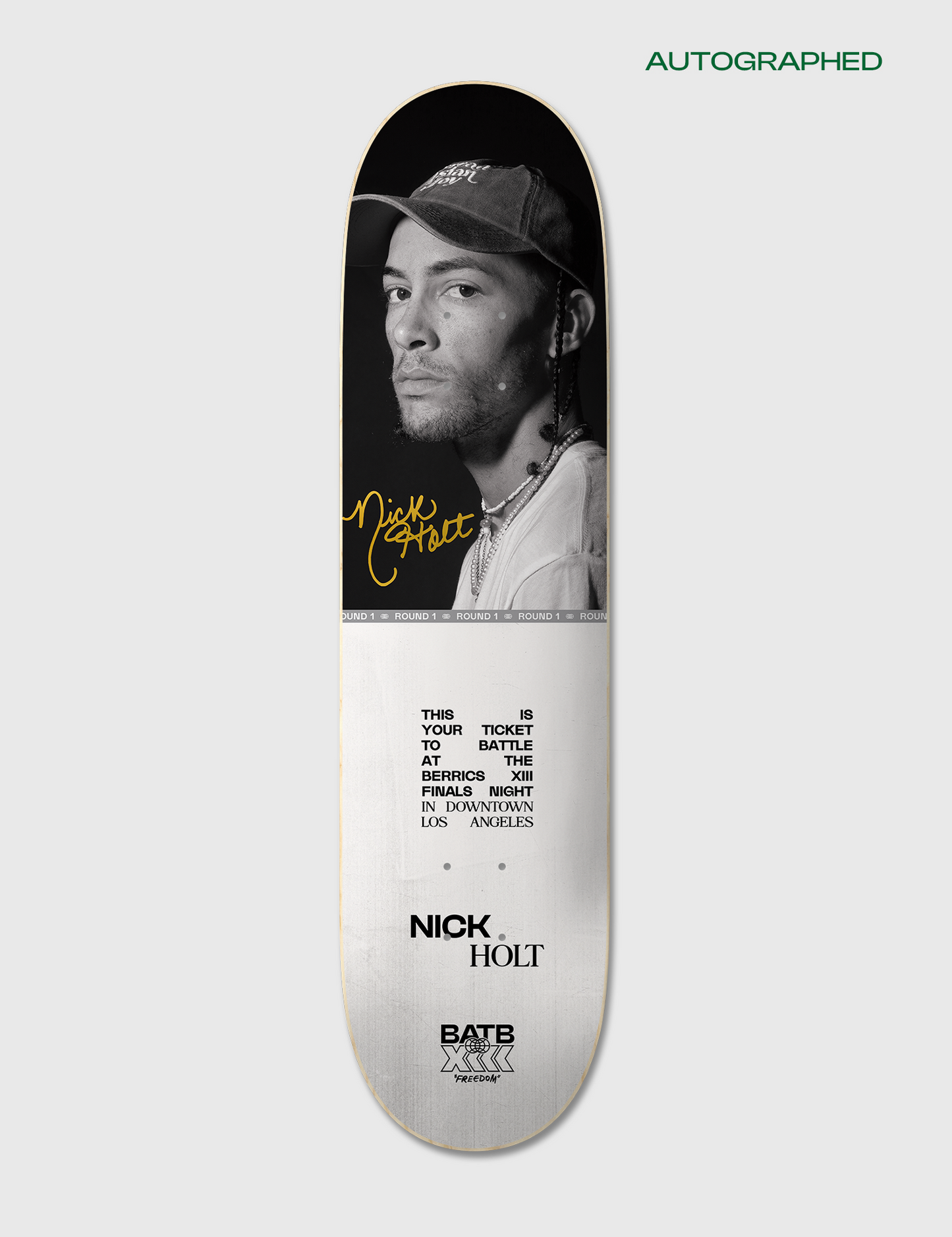 Autographed Nick Holt Round 1 | BATB 13 Ticket + Deck + Tee