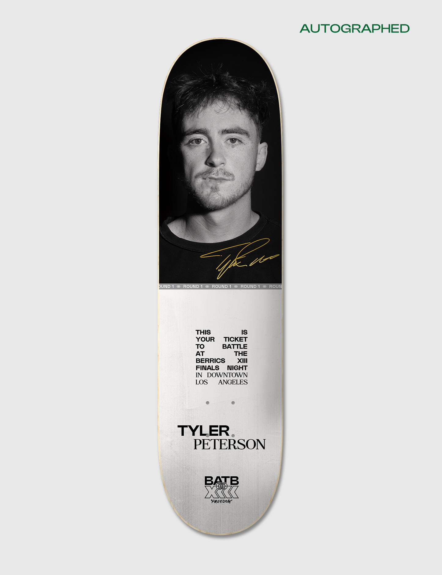 Autographed Tyler Peterson Round 1 | BATB 13 Ticket + Deck + Tee