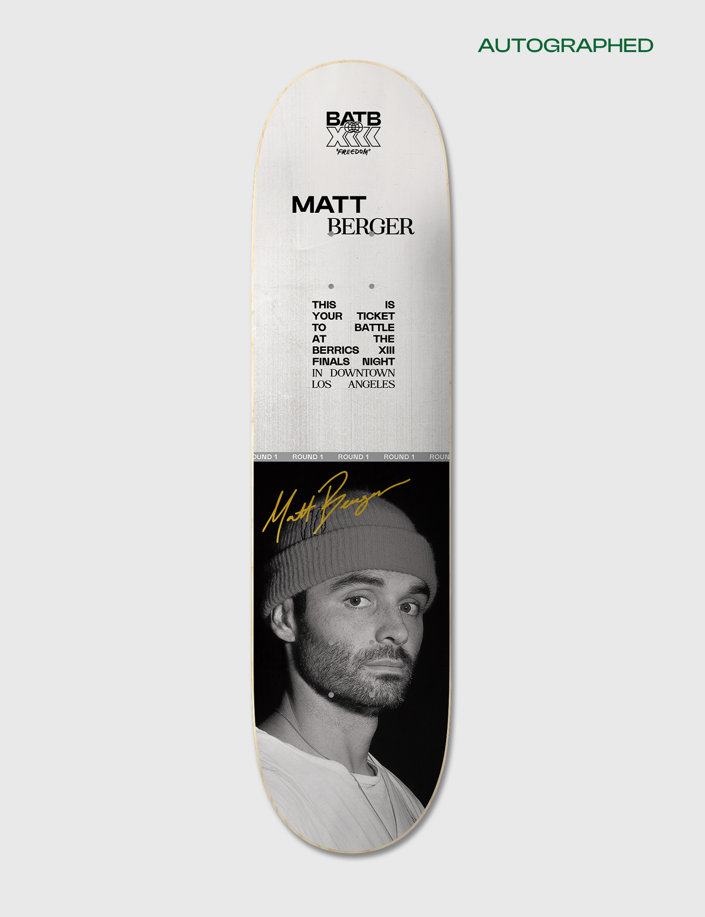 Autographed Matt Berger Round 1 | BATB 13 Ticket + Deck + Tee