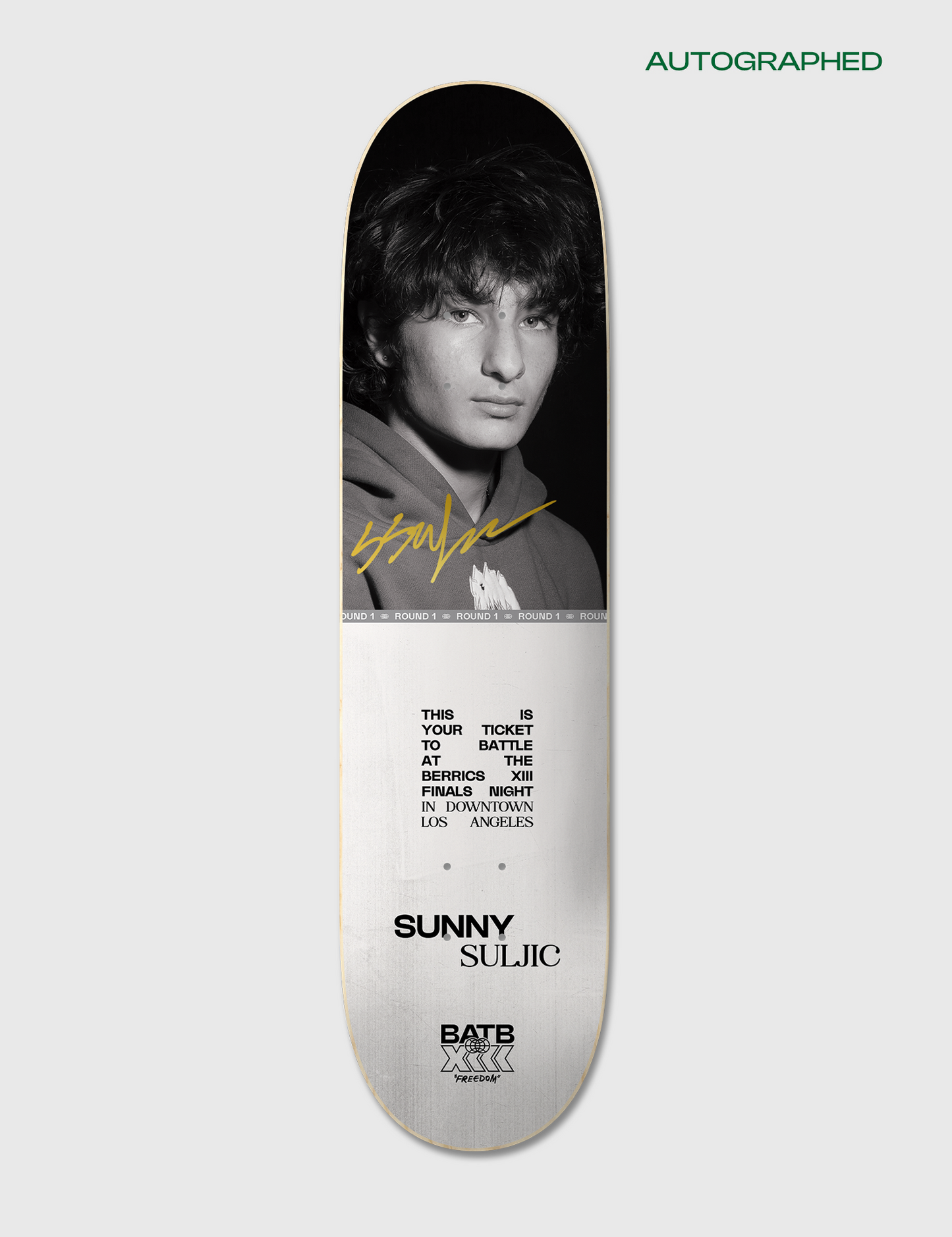 Autographed Sunny Suljic Round 1 | BATB 13 Ticket + Deck + Tee