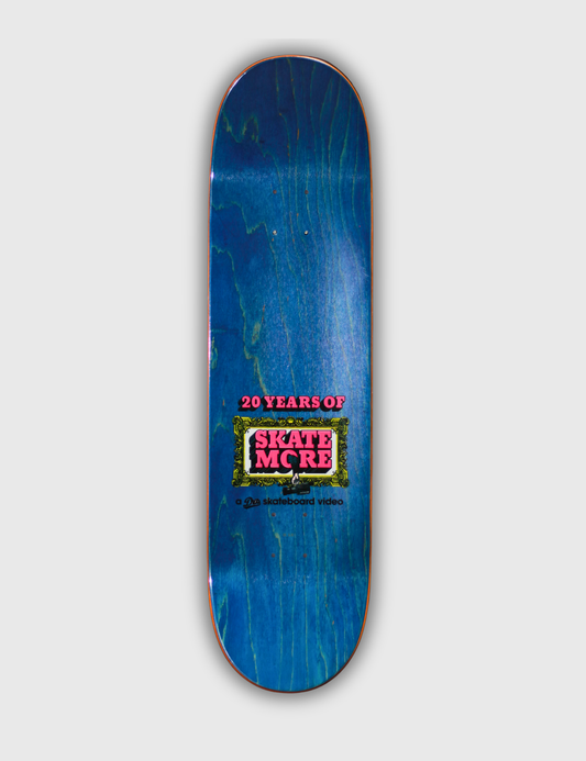 DVS Skate More 20 Year deck top ply, blue stain with pink Skate More frame logo