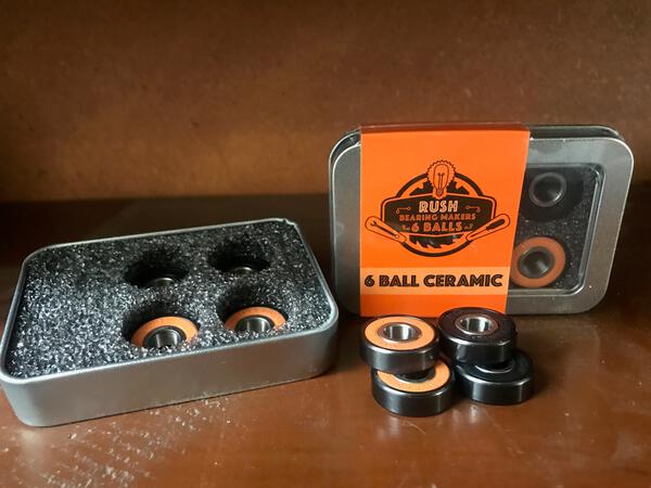 Rush 6-ball ceramic skateboard bearings, set of 8